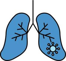 virus infetto polmoni blu icona o simbolo. vettore