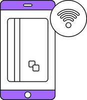 viola e bianca colore nfc smartphone icona nel piatto stile. vettore