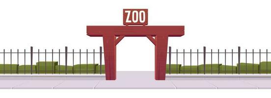 zoo Ingresso con acciaio recinto e di legno cancello vettore illustrazione