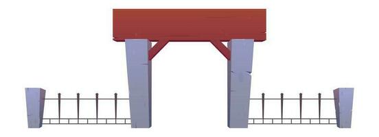 cancelli e recinto fatto a partire dal calcestruzzo, legna e acciaio nel cartone animato stile. vettore illustrazione isolato su bianca