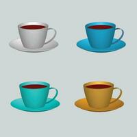 3d realistico vettore isolato bianca tazze di caffè, cappuccino, Americano, caffè espresso, moka, latte macchiato, cacao, vuoto bianca tazza adatto per collocazione logo o testo