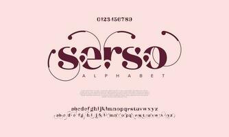 serso elegante alfabeto lettere font e numero. classico lettering minimo moda disegni. tipografia moderno serif font decorativo Vintage ▾ design concetto. vettore illustrazione