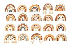 carino boho arcobaleni clipart collezione per asilo decorazione. Perfetto per bambino doccia, compleanno, bambini festa. boemo elementi. vettore