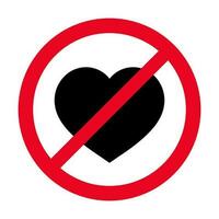 no cuore piatto simbolo vettore icona. proibito cartello amore sentimenti concetto isolato su bianca sfondo.illustrazione