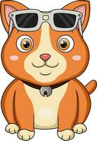 carino gatto cartone animato con occhiali da sole vettore