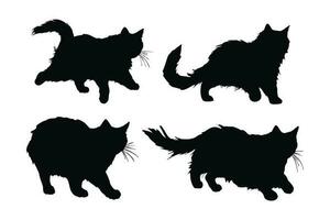 carino casa gatto vettore design su un' bianca sfondo. carino gatto a piedi silhouette fascio design. felino in piedi silhouette impostato vettore. gatto in piedi nel diverso posizioni silhouette collezione.