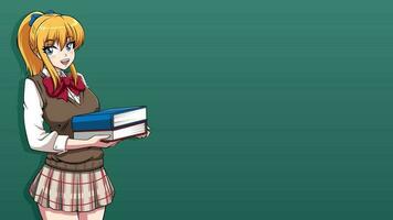 anime manga scolara con libri vettore