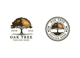 illustrazione del logo dell'albero di quercia. sagoma vettoriale di un albero.