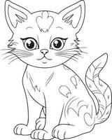 carino cartone animato gatto vettore illustrazione, gatto colorazione pagina per bambini e adulti. gatto vettore logo, maglietta disegno, tatuaggio disegno, murale arte, gatto portafortuna