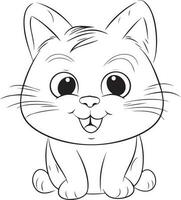 carino cartone animato gatto vettore illustrazione, gatto colorazione pagina per bambini e adulti. Stampa disegno, maglietta disegno, tatuaggio disegno, murale arte, gatto portafortuna