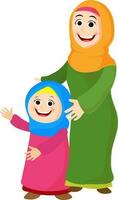carino islamico madre e figlia carattere. vettore