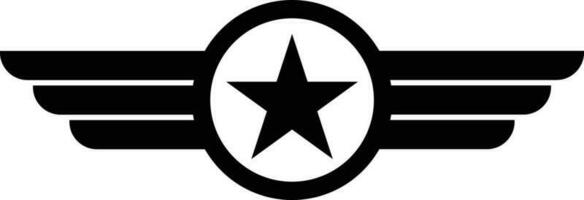 stella con Ali logo vettore illustrazione. militare e esercito alato distintivo. aviazione Ali icona