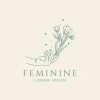 floreale femminile stile logo per bellezza cosmetici gioielleria salone vettore minimalista design