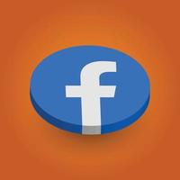 social media 3d render icona di facebook vettore