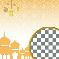 islamico vendita manifesto modello con gratuito spazio per testo e foto. con mandala ornamenti, mandala e moschee. design per striscione, sociale media e ragnatela. vettore illustrazione