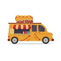 illustrazione piana di vettore del camion del cibo del hot dog