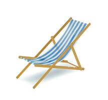 realistico dettagliato 3d a strisce spiaggia sedia. vettore