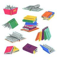 cartone animato colore pile libri icone impostare. vettore