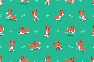 Vector cartoon basenji cane seamless pattern