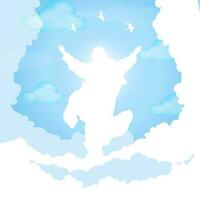 celeste blu cielo con silhouette di Gesù Cristo circondato di nuvole modello. religioso vacanza modello sfondo. cristiano modello. vettore illustrazione. eps 10.