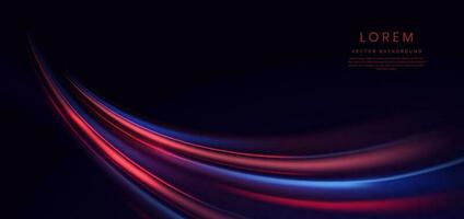 astratto futuristico neon leggero curvo rosso e blu su buio blu sfondo. voi può uso per anno Domini, manifesto, modello, attività commerciale presentazione. vettore