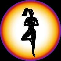 Posa di yoga in piedi albero vrikshasana silhouette femminile illustrazione vettoriale