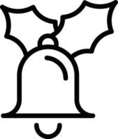 tintinnio campana con le foglie icona nel nero linea arte. vettore