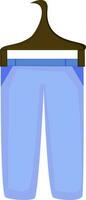 illustrazione di blu colore pantaloni su appendiabiti. vettore