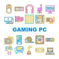 gioco pc computer gioco icone impostato vettore