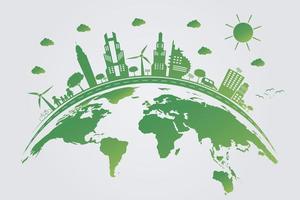 ecologia città verdi aiutano il mondo con idee concettuali eco-compatibili vettore