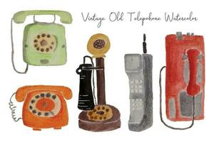 Vintage ▾ vecchio telefono acquerello illustrazione vettore