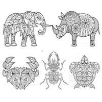 L'ornamento africano di stile etnico animale ha messo l'illustrazione moderna di progettazione