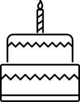 piatto illustrazione di delizioso torta con candela. vettore