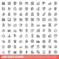 100 sicuro icone impostare, schema stile vettore