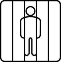 personaggio di uomo nel cellula o prigione icona nel nero linea arte. vettore