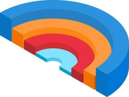 isometrico colorato torta grafico o metà cerchio Infografica grafico. vettore