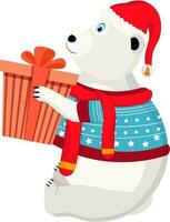 carino polare orso Tenere un' regalo scatola. vettore