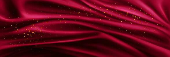 realistico rosso seta stoffa con d'oro particelle vettore