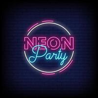 vettore del testo di stile delle insegne al neon del partito al neon