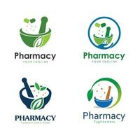 erbaceo farmacia logo modello con vettore concetto