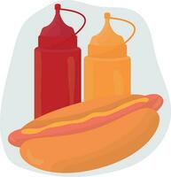 caldo cane con ketchup e mostarda. alto qualità vettore illustrazione.