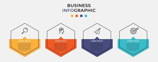 modello di business di progettazione infografica vettoriale con icone e 4 opzioni o passaggi