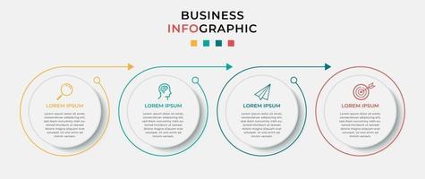 modello di business di progettazione infografica vettoriale con icone e 4 opzioni o passaggi