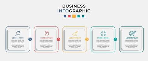 modello di business di progettazione infografica vettoriale con icone e 5 opzioni o passaggi