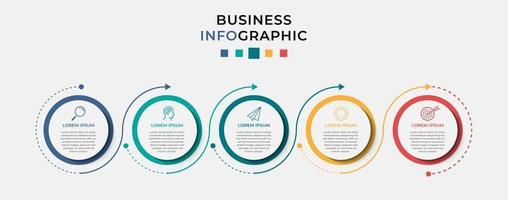 modello di business di progettazione infografica vettoriale con icone e 5 opzioni o passaggi