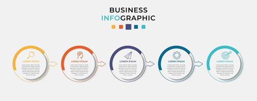 modello di business di progettazione infografica vettoriale con icone e 5 opzioni o passaggi