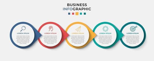 modello di business di progettazione infografica vettoriale con icone e 5 opzioni o passaggi