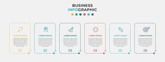 modello di business di progettazione infografica vettoriale con icone e 6 opzioni o passaggi