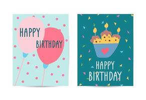 set di carte modello di auguri di raccolta di buon compleanno vettore