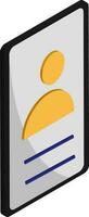 giallo utente nel inteligente Telefono icona nel 3d stile. vettore